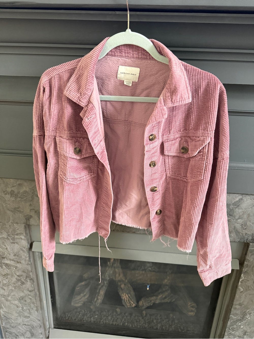 American Eagle Outfitters Pink Corduroy Cropped Jacket